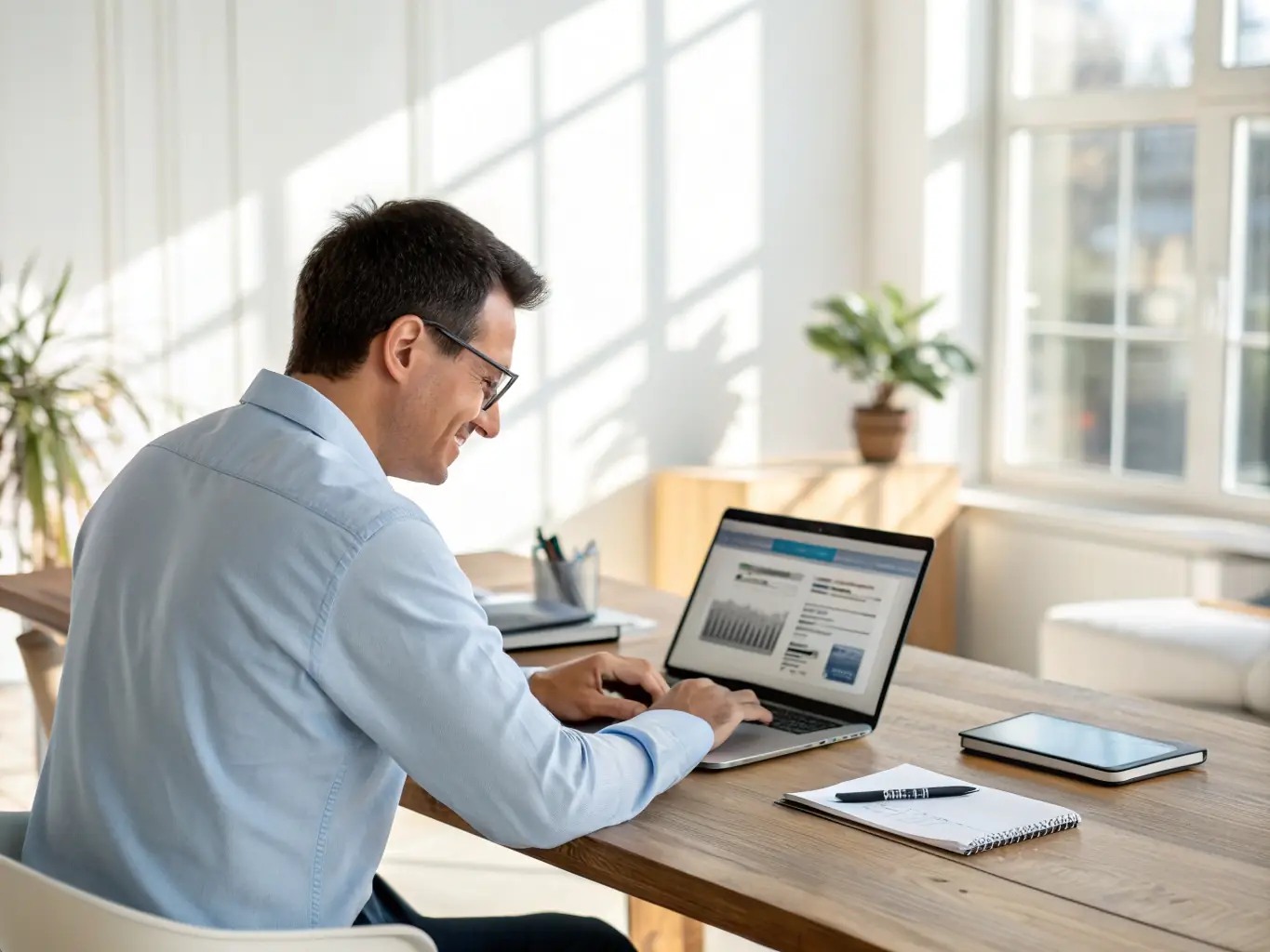 A professional financial advisor in a modern office setting, reviewing a client's portfolio on a laptop with graphs and charts illustrating financial growth, with the South African flag subtly displayed in the background.